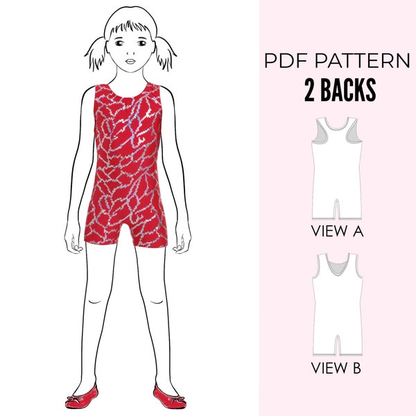 Gymnastics leotard pattern, Unitard Pattern Pdf, Dance sewing pattern, Unitard sewing pattern, Girls leotard pattern PDF, UNITARD #4