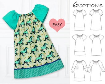 VERY EASY baby sewing pattern pdf, baby dress pattern,  baby peasant dress pattern pdf, ANNA baby