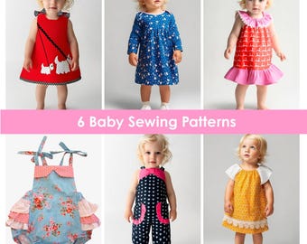 Baby Schnittmuster PDF 6er Set | Strickmuster Strampler, Strampler für Babys, Kleinkinder | Sofort Download