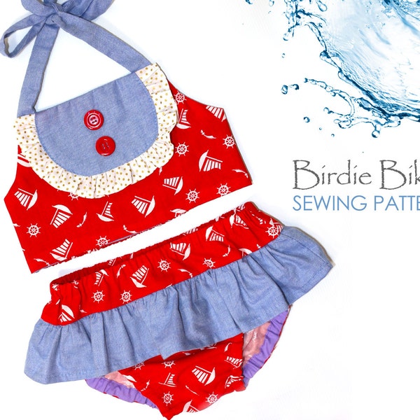 Girls Sewing Pattern, Swimsuit Sewing Pattern PDF, Romper Sewing Pattern, Sunsuit, Toddler Sewing Pattern, Baby Pattern pdf,  BIRDIE BIKINI