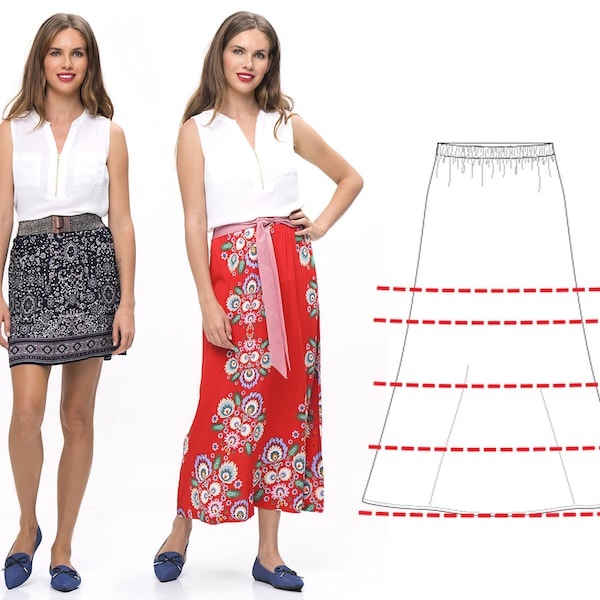 Skirt Patterns, Womens Skirt Pattern, Skirt Sewing Pattern, A-Line Skirt Pattern, Skirt Pattern, Ladies Skirt Pattern, Easy Pattern WS01-L