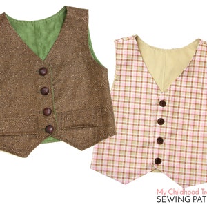 Vest Pattern, Boys VEST pattern, Toddler Vest Pattern, Girls Vest Pattern, Vest Sewing Pattern, Waistcoat Pattern, Simple Vest Pattern, PDF image 1