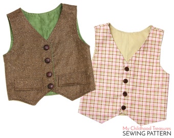 Vest Pattern, Boys VEST pattern, Toddler Vest Pattern, Girls Vest Pattern, Vest Sewing Pattern, Waistcoat Pattern, Simple Vest Pattern, PDF