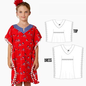 Girls Kaftan Pattern PDF, Dress Pattern, Childrens Sewing Pattern, Girls Sewing Pattern, Coverup Pattern,  Top Pattern, KAFTAN