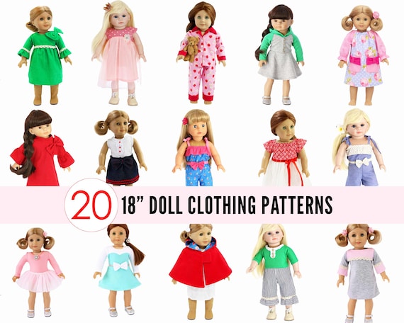 Doll Clothes Pattern Set, 18 inch Doll Patterns Bundle, Doll Patterns, Girl Doll Clothing Pattern, DOLL BUNDLE