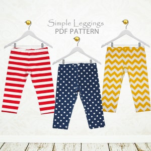 Girls Leggings pattern pdf, sewing pattern pdf, childrens sewing pattern pdf, girls pants pattern, leggings pattern, GIRLS EASY LEGGINGS