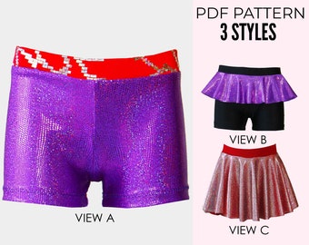 Dance shorts pattern, girls leotard pattern pdf, gymnastics shorts pattern, cheer shorts pattern, girls sewing pattern pdf, GYM SHORTS #2