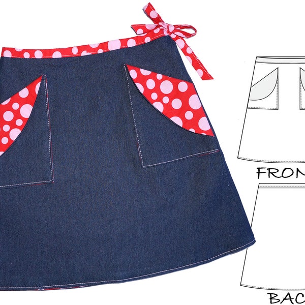 Girls SKIRT Pattern pdf, Wrap skirt pattern, Girls Sewing Pattern, pdf sewing pattern, Skirt Pattern, Childrens Sewing Pattern, MADISON