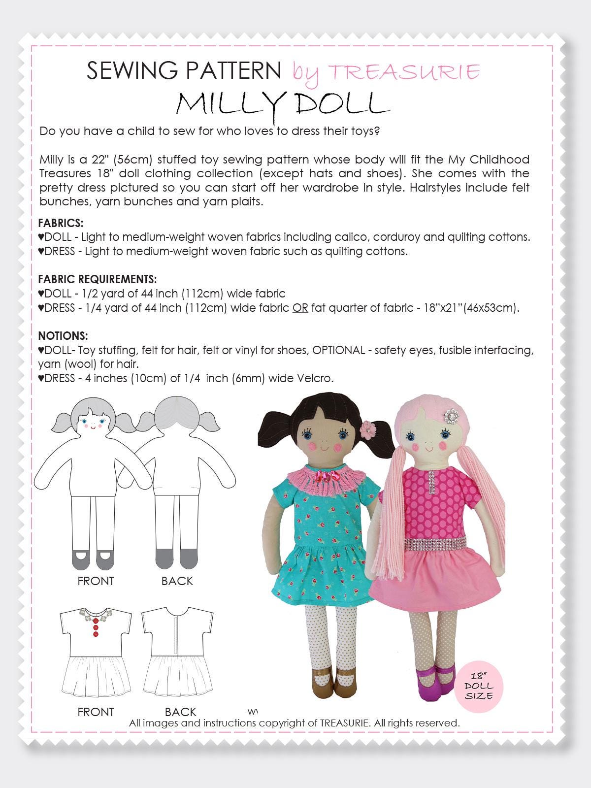 Doll Sewing Pattern Rag Doll Pattern Doll Patterns Toy Patterns 18 Inch ...