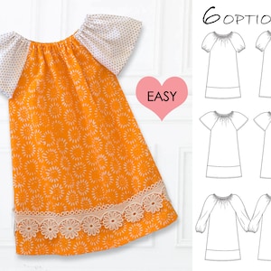 EASY baby dress pattern pdf, baby sewing pattern, baby peasant dress pattern pdf, baby dress sewing pattern, toddler pattern, ANNA baby image 1