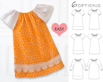 EASY baby dress pattern pdf, baby sewing pattern, baby peasant dress pattern pdf, baby dress sewing pattern, toddler pattern, ANNA baby