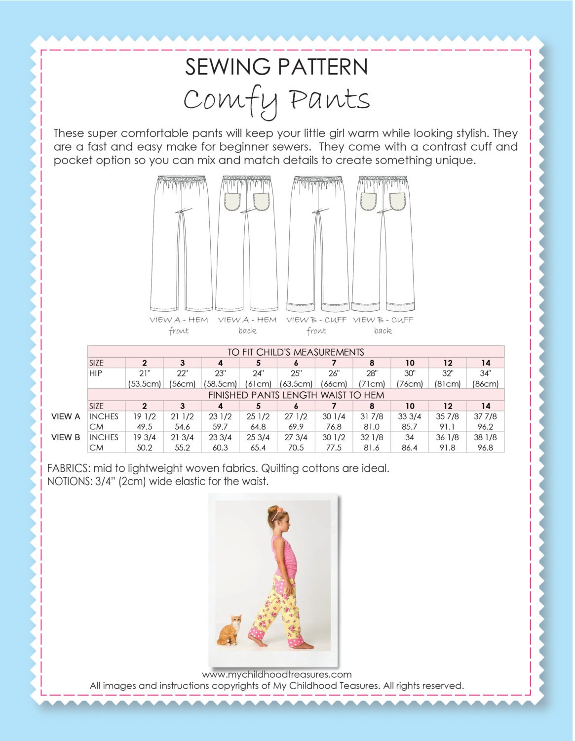 Pants Pattern Pdf Girls Pants Pattern Pants Sewing Pattern Etsy