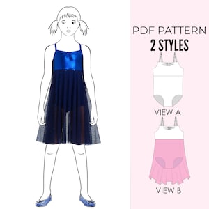 Girls leotard pattern PDF, ballet leotard pattern, gymnastics leotard pattern, girls sewing pattern pdf, dance sewing pattern LEOTARD #16