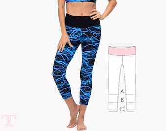 Women's Leggings Sewing Pattern pdf, Gym Dance Workout Activewear Sports Tights | LEGGINGS W44-L