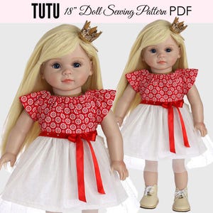 Doll Dress Pattern PDF, 18 inch doll clothes sewing pattern pdf, doll clothing pattern, doll clothes to sew, DOLL TUTU Dress