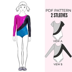 Leotard pattern PDF, gymnastics leotard pattern, leotard sewing pattern, dance costume, ballet pattern, long sleeve leotard LEOTARD #11