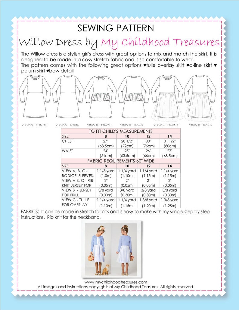 Tween Dress Pattern PDF Girls Sewing Pattern PDF Childrens Etsy UK