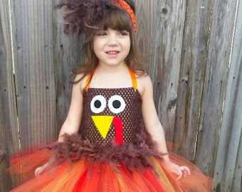 Turkey tutu dress with matching headband| Thanksgiving Tutu dress | Fall tutu dress| Newborn- child 8/10 size