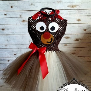 Rudolph dress| Reindeer dress| Holiday tutu dress| Christmas tutu dress |