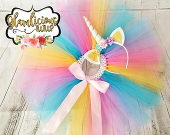 Pastel Unicorn tutu set | Unicorn Tutu | Unicorn tutu | HEADBAND included |Newborn-Adult XXXL