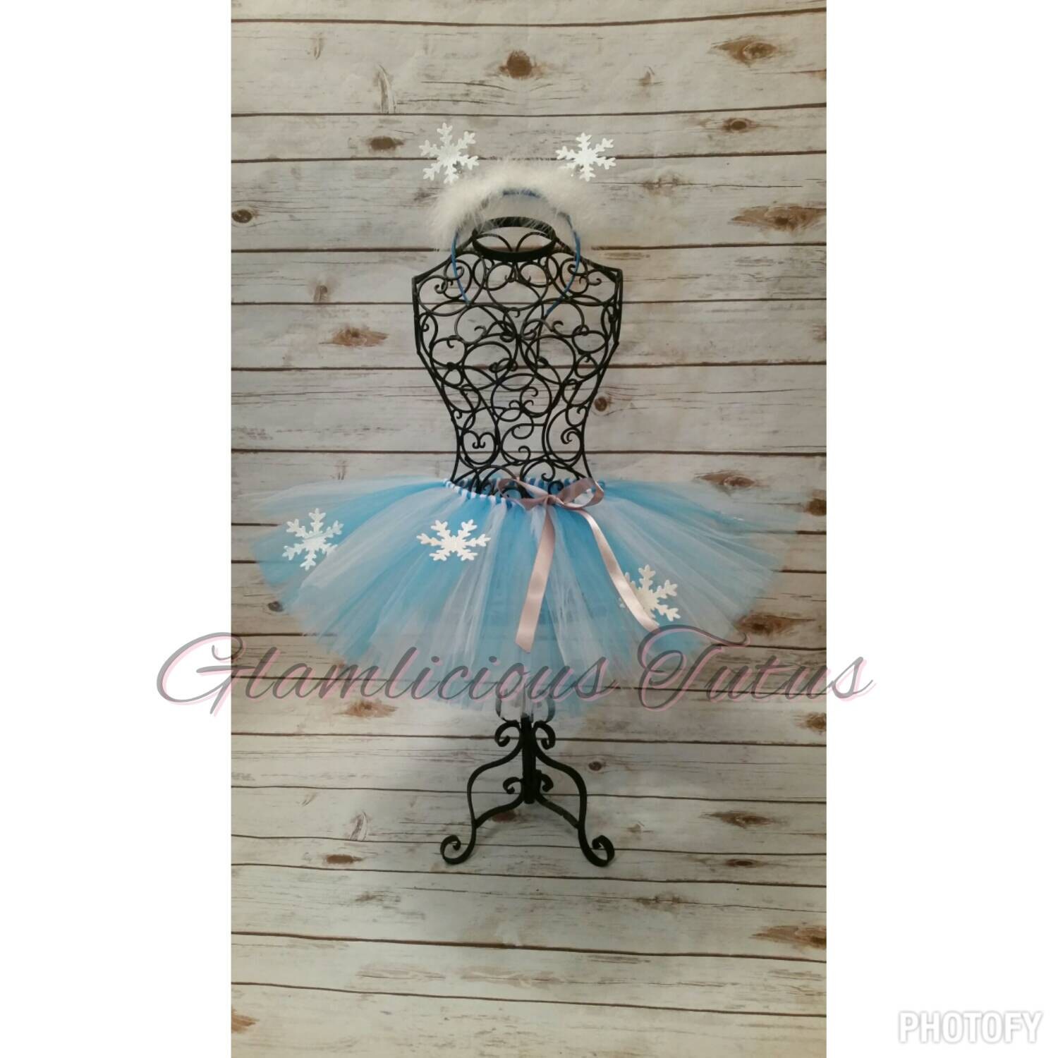 Set De 5 Piezas De Disfraz De Copo De Nieve Para Mujer: Diadema, Gafas, Pendientes, Tutú Y Calcetines Altos