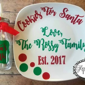 Custom Santa cookies Plate and Milk cup