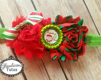 Christmas headband| Santa bow| Shabby chic headband | Headband| christmas