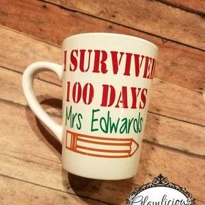 100 days of school Mug | I survived 100 days of school  | Teacher Coffee mug | Coffee mug