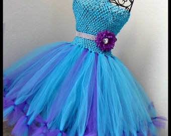 Peacock Tutu Dress | Flower Girl tutu dress| Flower Girl dress| YOU choose colors Newborn-5T listing