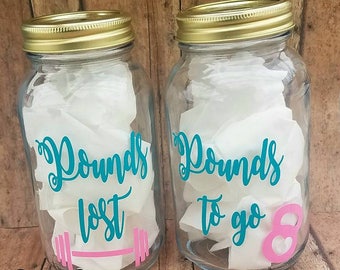 Weight loss Tracker jars 100 lbs + | Weight loss Jar | Pounds lost | Decor | Weight loss