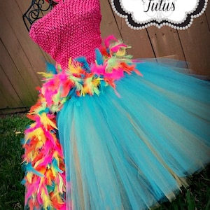 Parrot Tutu Dress | Feather  tutu dress| Flamingo Costume | Newborn-6/7 child listing | OTT dress