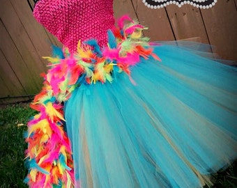 Parrot Tutu Dress | Feather  tutu dress| Flamingo Costume | Newborn-6/7 child listing | OTT dress