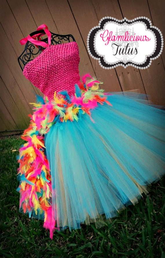 Parrot Tutu Dress | Feather Tutu dress| Flamingo Costume | Newborn-6/7 child listing | OTT Dress