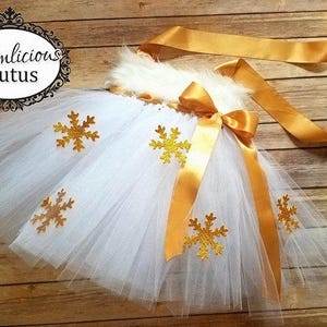 Gold Snowflake Tutu Dress | Holiday tutu dress| Christmas tutu dress| Newborn-5T listing