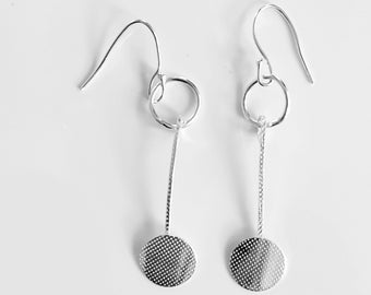 sterling silver handmade textured drop earrings