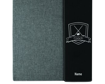 Hockey Coach Personalized Notebook, Hockey Coach Gift, Hockey Leather Portfolio, Personalized Hockey Notebook, Hockey Coach Christmas Gift