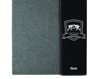 Cahier personnalisé d'entraîneur de lutte, cadeau d'entraîneur de lutte, portefeuille en cuir de lutte, carnet personnalisé d'entraîneur de lutte