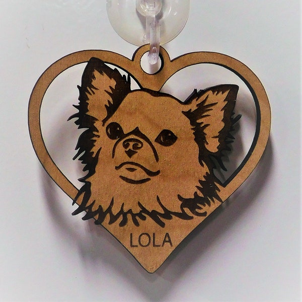 Long Hair Chihuahua, Long Haired Chihuahua Gift, Dog Gift, Dog heart Ornament, Mothers Day Gift, Custom Dog Ornament, Personalized Ornament