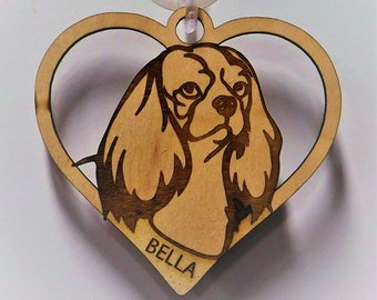 Spaniel King Charles, King Charles Spaniel Gift, Dog Gift, Dog heart Ornament, Mothers Day Gift, Custom Dog Ornament, Personalized Ornament