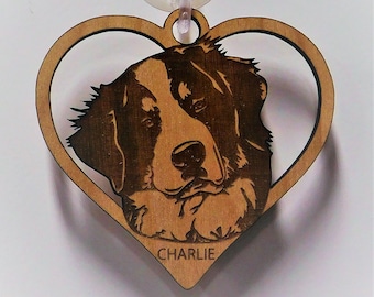 Bernese Mountain dog, Bernese Mountain dog Gift, Dog Gift, Dog heart Ornament, Mothers Day Gift, Custom Dog Ornament, Personalized Ornament