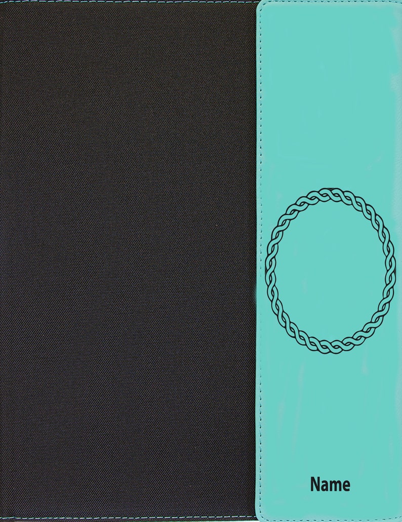 PT, cadeau PT, portefeuille en cuir noir de kinésithérapeute, cahier personnalisé de kinésithérapeute, anniversaire de kinésithérapeute Teal and Black