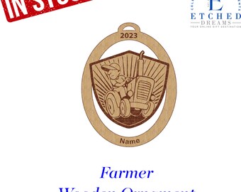 Farmer, Farmer Christmas Ornament, wood Ornament, Farm hand Ornament, Farmer Christmas, Farmer personalized