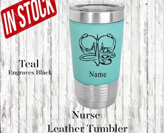 Nurse Personalized Leather Insulated Tumbler, Nurse Graduation Gift, Nurse Birthday Gift, Nurse Leather Tumbler, Nurse Gift