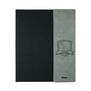 Entrenador de béisbol, regalo de entrenador, cartera de cuero negro de béisbol, cuaderno de béisbol personalizado, regalo de Navidad de entrenador de béisbol