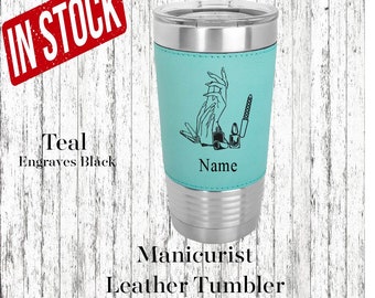 Manicurist Personalized Leather Insulated Tumbler, Manicurist Graduation Gift, Manicurist Birthday Gift, Manicurist Leather Tumbler