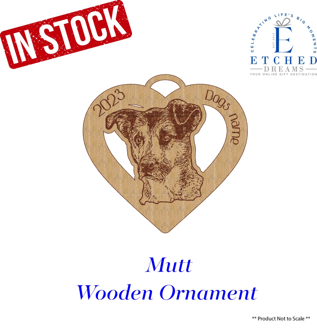 Mutt Wood Ornament With Year Mutt Gift Dog Heart Ornament Etsy