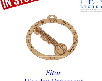 Sitar, Sitar Ornament, Personalized Sitar Gift, Sitar Christmas Gift