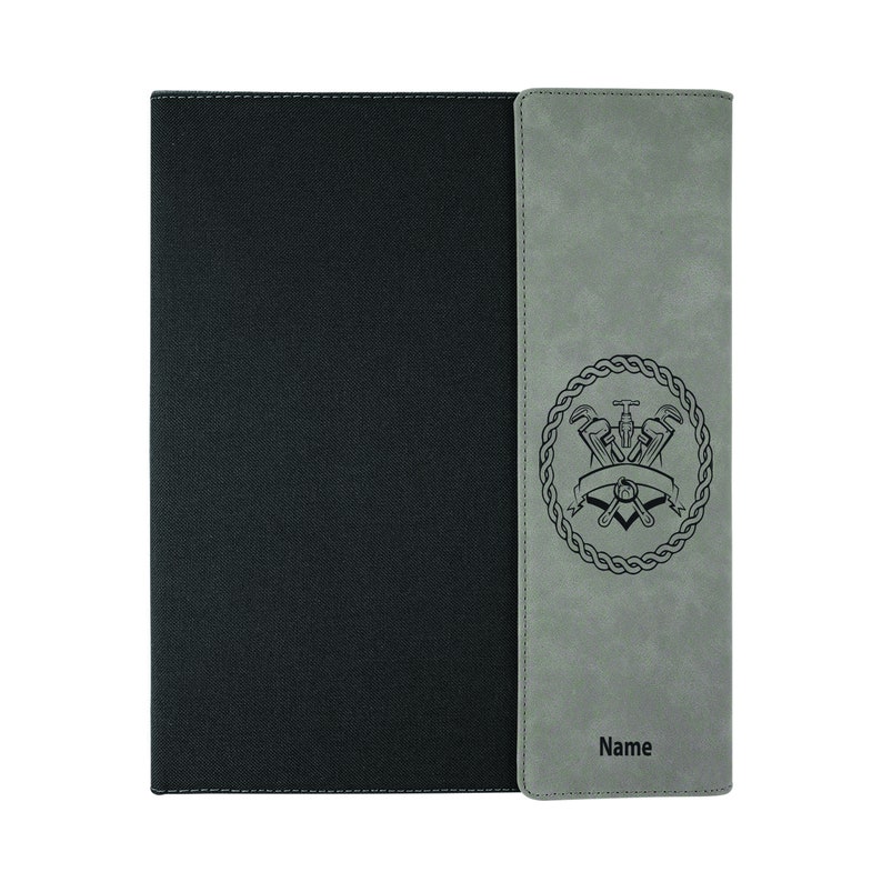 Plumber, Plumber Gift, Plumber Black Leather Portfolio, Personalized Plumber Notebook, Plumber Birthday Grey and Black