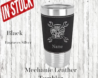 Mechanic Personalized Leather Insulated Tumbler, Mechanic Graduation Gift, Mechanic Birthday Gift, Mechanic Leather Tumbler, Mechanic Gift