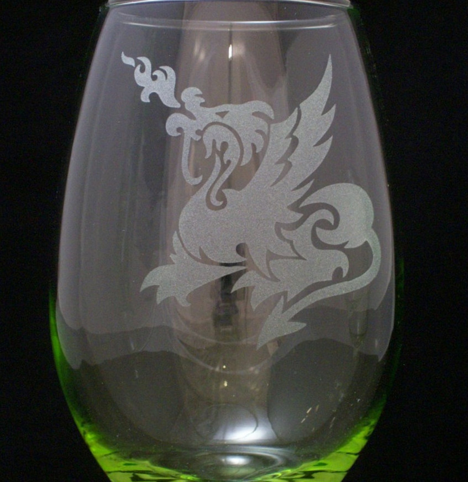 Dragon Etched Colored Wine Glasses Christmas gifts birthday Etsy